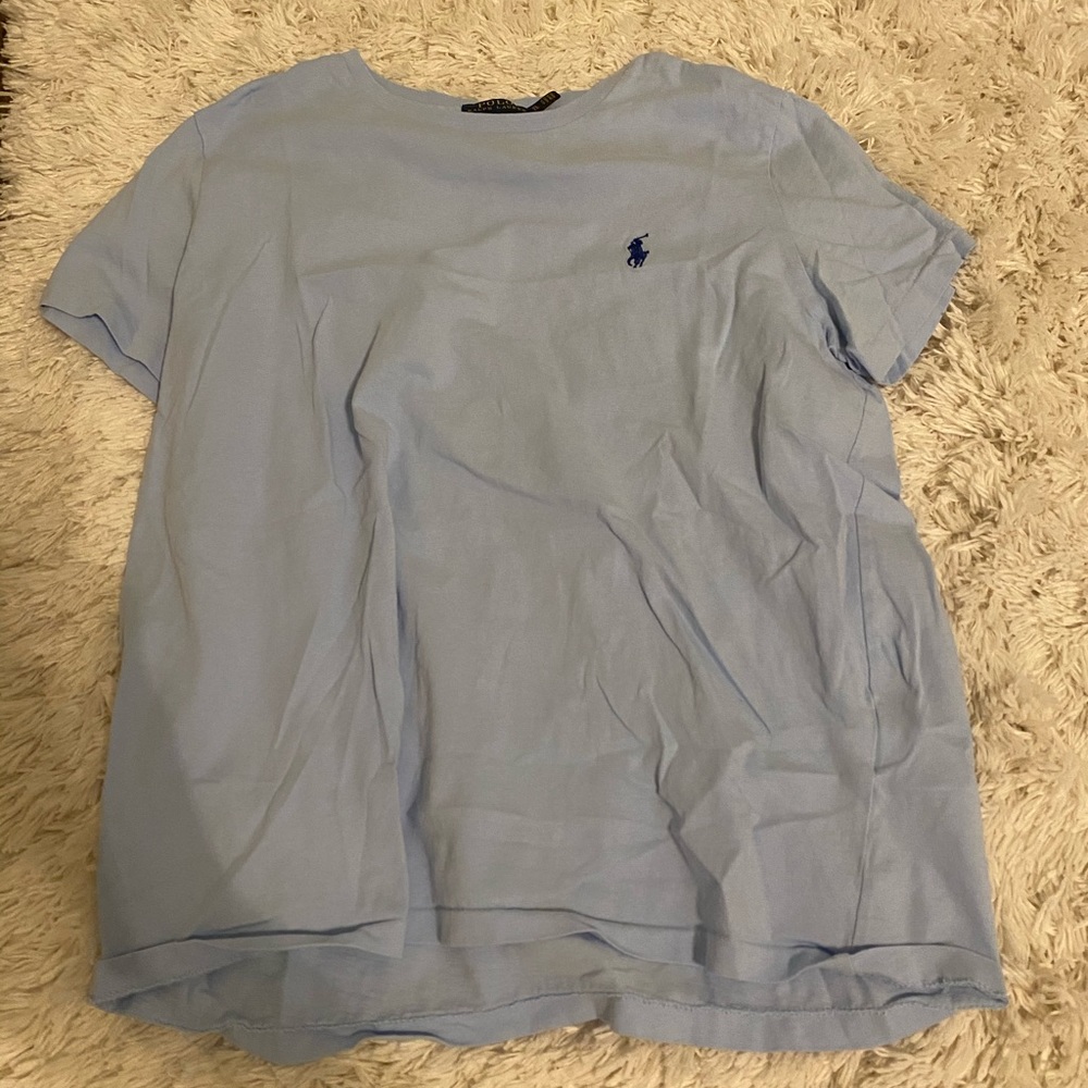 blue polo t-shirt